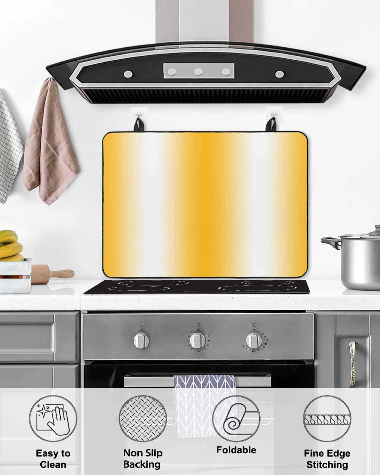 nqOlkjepod Large Induction Cooktop Protector Mat 24"x21", Yellow White Ombre Stove Top Covers for Electric Stove, Modern Gradient Minimalist Aesthetic Stove Burner Cover Mats, Glass Top Stove Cover