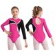 thumbnail image 3 of Traje de patinaje artístico para niñas y niñas, leotardo con diamantes de imitación brillantes, mono transparente de manga larga con cuello simulado y espalda recortada, 3 of 5