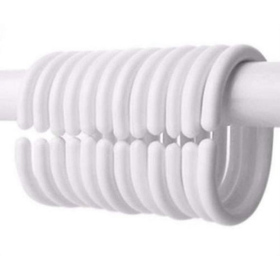 Kaimingweb 24 Piece White Plastic C Ring Shower Curtain Hooks Smooth Bathroom Shower Curtain Rings