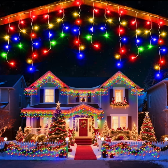 Cadena de luces JDGJYDS para exteriores, 40 m, 1280, LED multicolor, 8 modos, temporizador