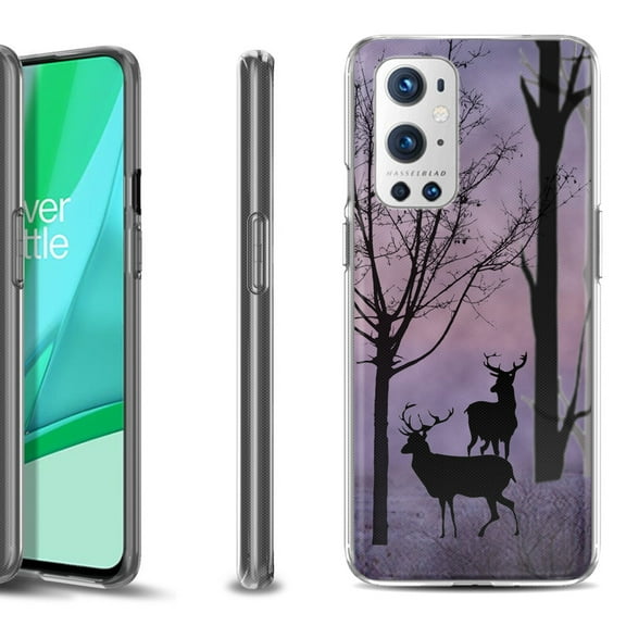 Slim-Fit Flexible TPU Gel Phone Case Compatible with OnePlus 9 PRO 5G, by OneToughShield ® - Forest/Deer/Twilight