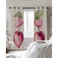 thumbnail image 3 of Cherry Fruit Blackout Curtains 63 Inches Long for Bedroom, Spring Botanicals Bow Idyllic Country Leaf Thermal Insulated Room Darkening Black Out Window Curtain Panels Grommet Drapes for Living Room, 3 of 8