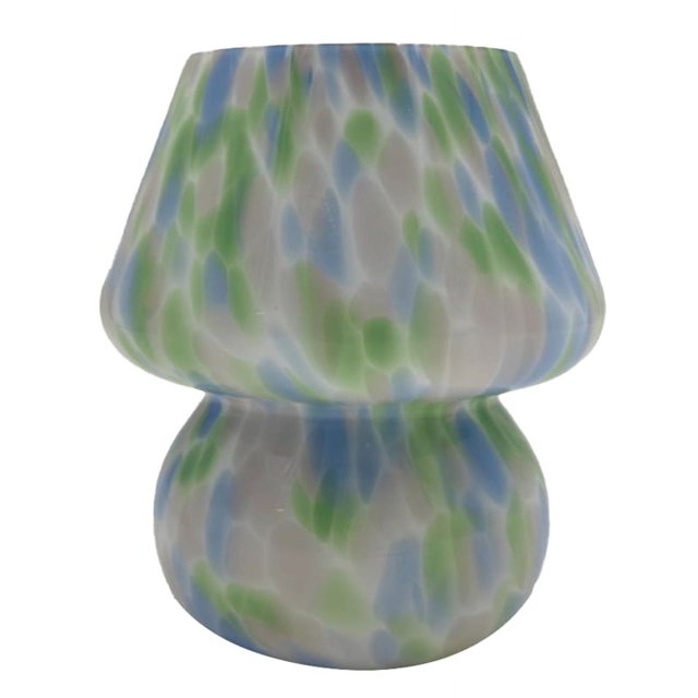 Lámpara de mesa con forma de hongo, pequeña lámpara de noche de cristal, lámpara de escritorio de cristal translúcido para sala de estar, enchufe estadounidense, colorida