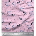 thumbnail image 1 of Soimoi Modal Satin Fabric Airplane,Guitar Wire & Notes Musical Instrument Print Fabric by Yard 42 Inch Wide, 1 of 3