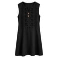 thumbnail image 3 of Kukoosong Women's Sleeveless Embroidered Tank Dress with Pockets, V-Neck Button Front Mini Casual Loose Flowy A-Line Tunic Dress, Summer Beach Boho Dress, 3 of 6