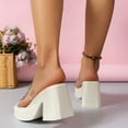 thumbnail image 4 of Xfvqtps Slide Sandals Women Chunky Block High Heels Flatform Transparent Strap Rhinestone Decor Colorful Open Toe Non Slip Beach Summer Heeled Sandal for Womens White, 4 of 6