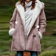 thumbnail image 2 of XUNKUSGA Womens Jacket Plus Size Sherpa Lined 2025 Fashion Winter Fuzzy Long Fleece Hoodies for Women Casual Cozy Horn Button Jackets for Women with Pockets S-5XL Pink, 2 of 7
