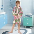 thumbnail image 5 of FORMRS Niños Bathrobe Unisex Hooded Robe Soft Plush Pajamas Sleepwear, Size 4-6T, White Flowers, 5 of 7