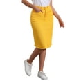 thumbnail image 5 of INSPIRE CHIC Women's Jean Skirts High Waist Raw Hem Knee Length Wrap Denim Skirts Ginger Yellow M, 5 of 7