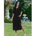 thumbnail image 3 of Zeagoo Sundress Dress Women's Casual Loose A Line Crewneck Split Maxi Cover Up Holiday Beach Tropical Bohemian 2025 Shift Sun Dress Outfits with Pockets, 3 of 8
