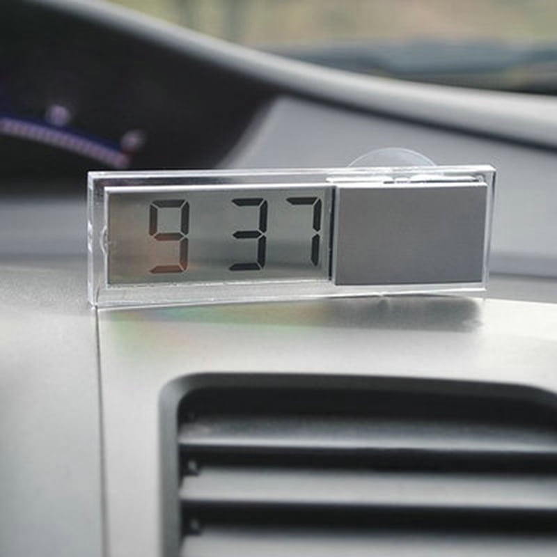 Car Digital LED Clock Mini Electronic Sucker Window Meter Hg 
