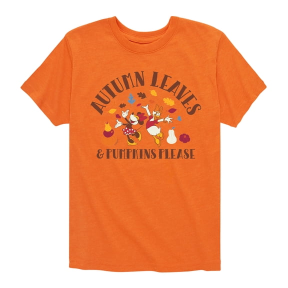 Mickey & Friends - Autumn Leaves And Pumpkins Please - Toddler and Youth Short Sleeve Graphic T-Shirt