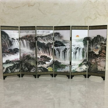 Vintage Mini Folding Panel Screen Room Divider for Home Decor