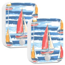 Yayeee 2-Pack Plug in LED Night Lights with Light Sensors Motion Detectors, Red Sailboats