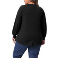 thumbnail image 3 of Agnes Orinda Women's Plus Size Tops Ribbed Knit Crew Neck Long Sleeve Casual Tunic Blouses with Button Decor 4X Black, 3 of 6