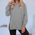 thumbnail image 5 of QTISFD Women's Hoodies Long Sleeved Side Split Hem Oversized Solid Soft Hooded Sweatshirt Fall Winter Loose Lightweight Althletic Pullover Hoodie, 5 of 7