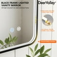 thumbnail image 5 of 36 in. W x 24 in. H Rectangular Framed Dimmable LED Light Anti-Fog Wall Bathroom Vanity Mirror in Black, 5 of 14