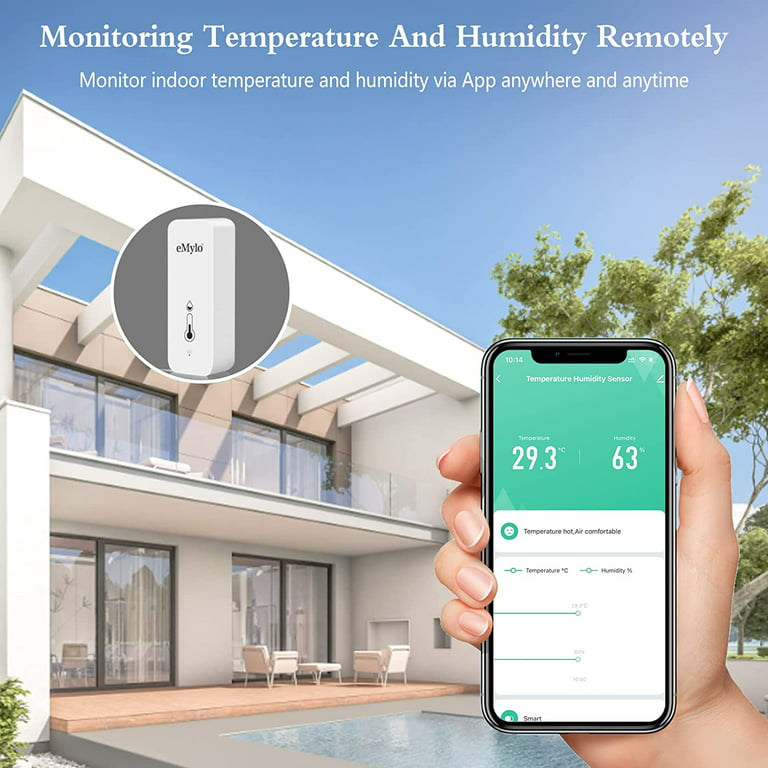 WiFi Thermometer Hygrometer,Tuya Smart Temperature and Humidity Sensor with  App Notification Alert,LCD Display Support Alexa Google Assistant,Remote