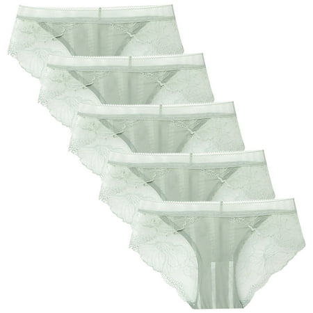 

Summer Clearance! Zpanxa Womens Underwear Sexy Ladies Transparent Lace Panties Cotton Hollow Breathable Quality Underpants Green M