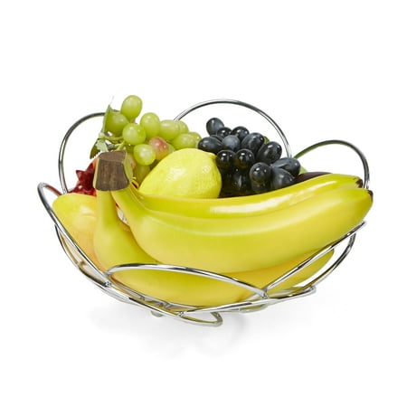 Mind Reader Modern Stainless Steel Fruit and Vegetable Basket Bowl, Silver