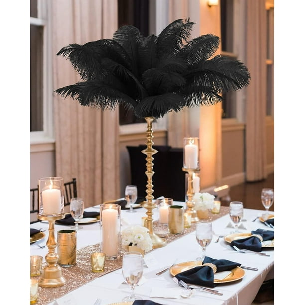 DGYJJZ Juego De 20 Plumas De Avestruz Azules A Granel Kit De Fabricacion De Plumas De Avestruz Naturales De 10 A 12 Pulgadas Para Centros De Mesa