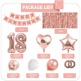 thumbnail image 4 of Northern Brothers Rose Gold 18th Birthday Decor Kit for Girls - 41Pcs Banner & Foil Backdrops, 4 of 5