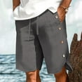 thumbnail image 2 of DDAPJ pyju Mens Linen Shorts Trendy Casual Summer Shorts Drawstring Elastic Waist Beach Vacation Shorts Dark Gray XXL, 2 of 8
