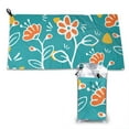 thumbnail image 1 of YFYANG Adult Microfiber Portable Travel Towel, Green Flower Graffiti Quick Dry Towel with Hiking Buckle PVC Pouch, 16" x 31.5", 1 of 6