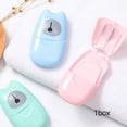 thumbnail image 1 of 50pcs/box Disposable Boxed Soap Paper Convenient Slice Sheets Paper Soap Washing Hand Bath Travel Scented Slice Sheets Foaming Box Paper Soap, 1 of 8
