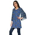 thumbnail image 2 of Moomaya Printed Indian Short Kurti Dress Poly Crepe Tunic Round Neck Mini Dress, 2 of 5