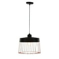 thumbnail image 3 of Decmode Contemporary 11 x 12 inch round iron pendant with bulb, Black, 3 of 5