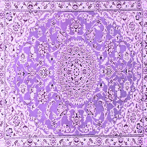 Ahgly Company Indoor Square Medallion Purple Traditional Area Rugs, 6' Square