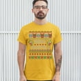 thumbnail image 3 of Tee Hunt Meowy Christmas T-Shirt Ugly Sweater Cat Lover Funny Xmas Men's Tee, Yellow, 3X-Large, 3 of 5