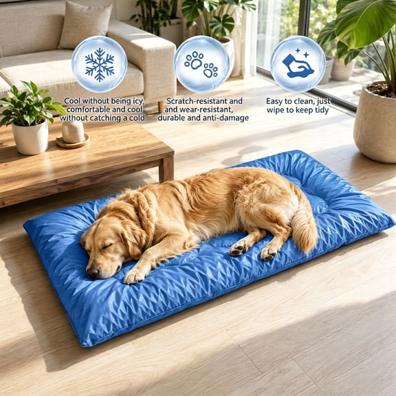Oversized Faux Ice Silk Pet Cooling Mat, Breathable Spandex Milk Silk Dog Bed Cushion, Washable Non Slip Flat Sleeping Pad for Dogs Cats, 23.62" x 47.24", AKLJWH