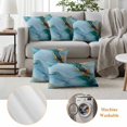 thumbnail image 6 of Teal Outdoor Waterproof Pillow Covers, Luxury Marble Golden Modern Abstract Impressionist Decorative Square Throw Pillowcase Sofa Cushion Sham for Patio/Couch/Chair, 18"x18" 2 Pack, 6 of 8