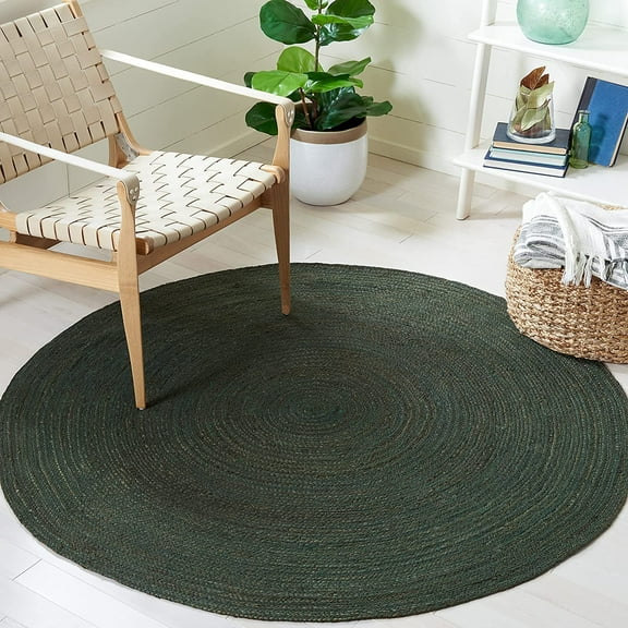 Black Dye Natural Jute Hand Made Round Living Room, Dining Room, Kitchen Farm House Area Rug Carpet Doormat 2" Feet (24 inch)