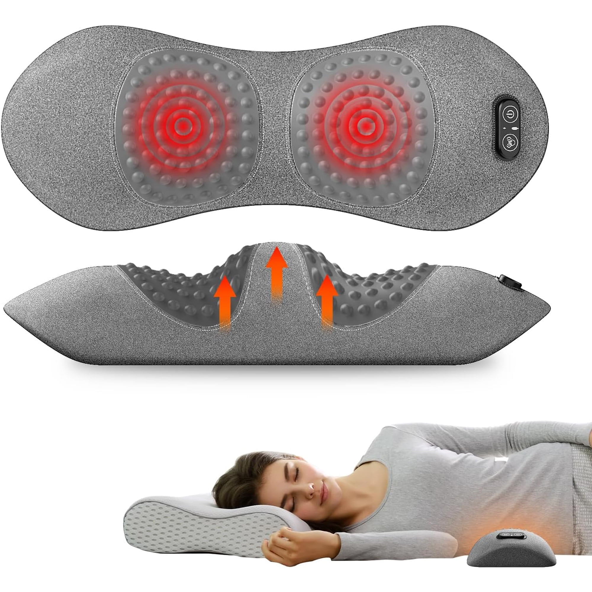 3 In 1 Electric Back Support Massager, Heat Compression Spinal Traction Cushion With Full Back Support For Waist, Shoulder And Body Relaxation