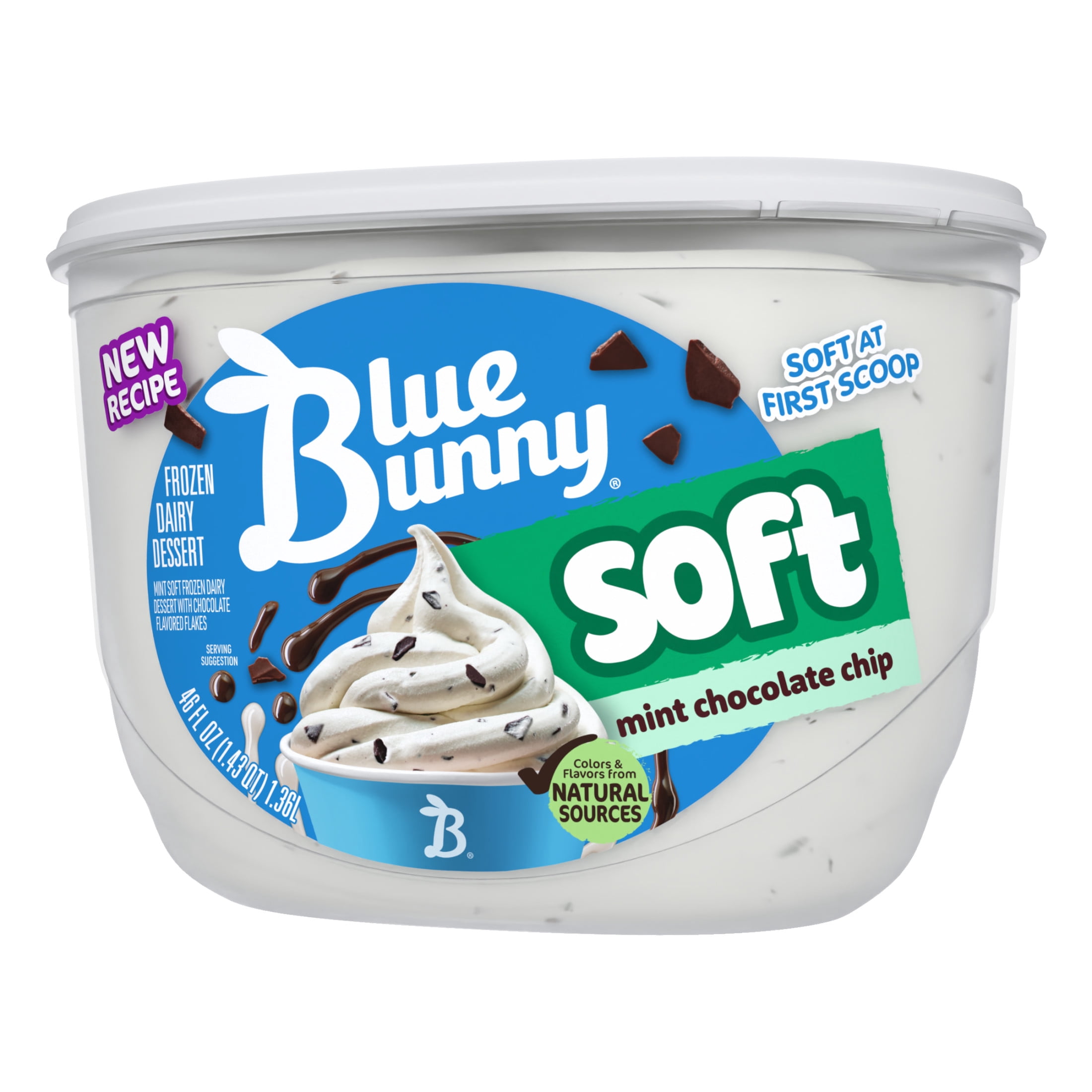 Blue Bunny Soft Mint Chocolate Chip Frozen Dairy Dessert, 46 fl oz