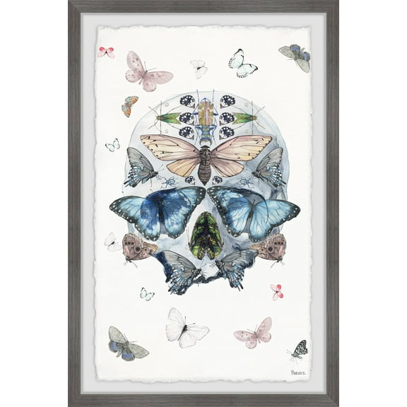 Parvez Taj Blooming Butterfly Skull Framed Wall Art