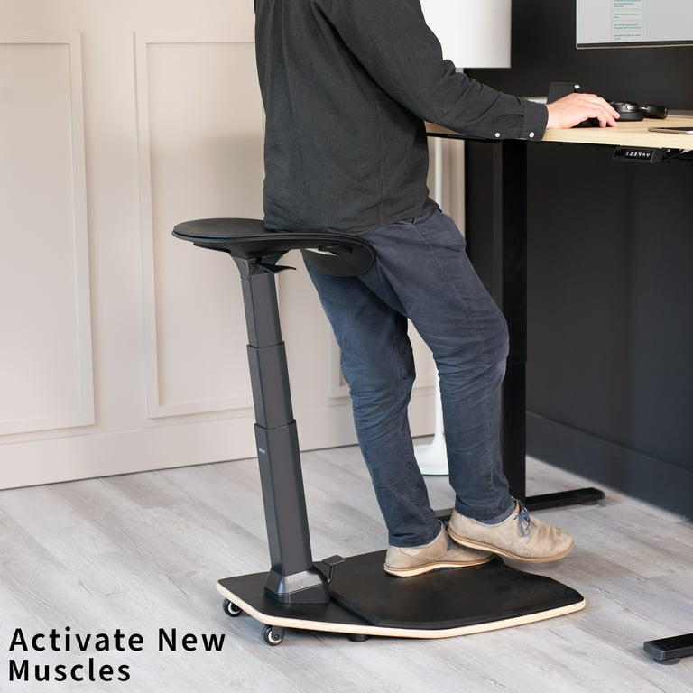VIVO Black Ergonomic Leaning Chair with Anti Fatigue Mat for Home