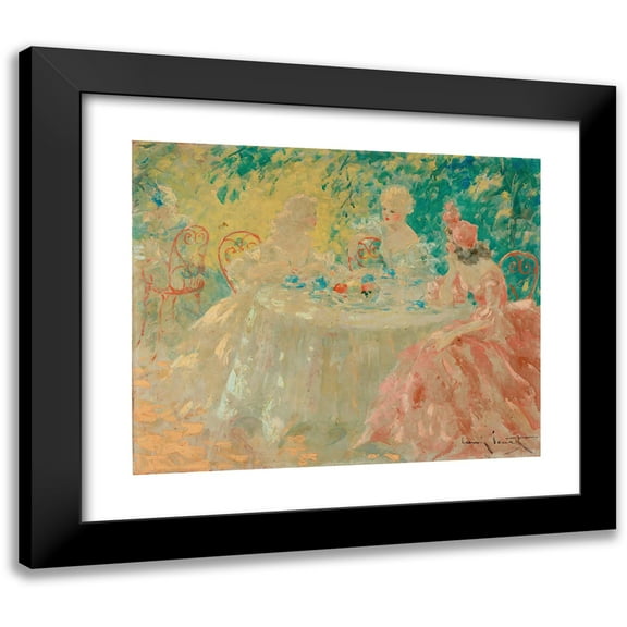 Louis Icart 14x12 Black Modern Framed Museum Art Print Titled - Lunch End