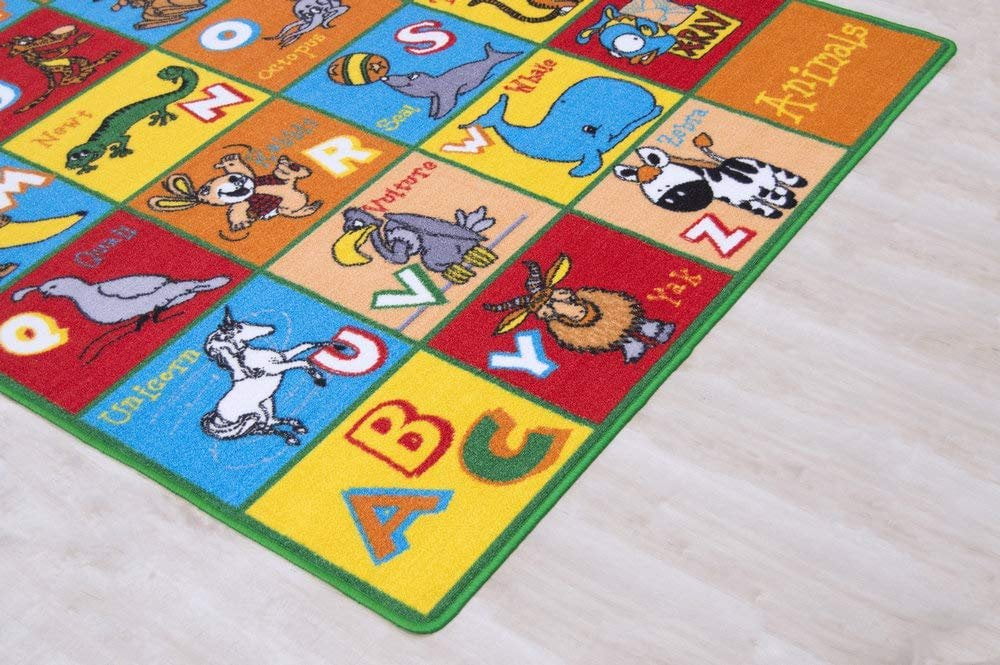 HR-Kids Rugs for Playroom Bedroom 3x5 Boys Girls Childrens Room Dcor Fun ABC Alphabet Animals Interactive Gift for HR-Kids Boys Girls Educational Learning Mat Carpet for Nursery School Playroom