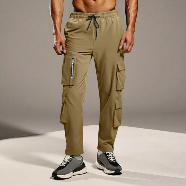 Ceisia Men's Slim Straight Functional-style Gift Multi-pocket Casual Pants Lightweight Zipper Cargo Pockets Multi-Color