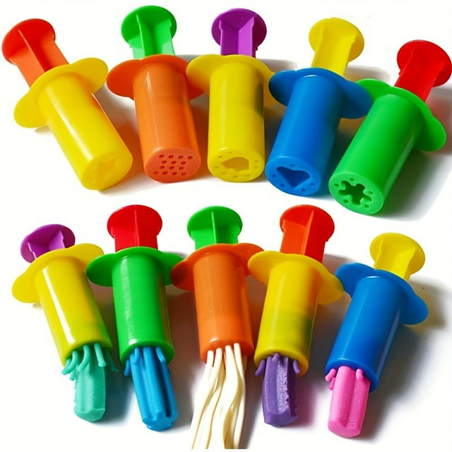 Set Of 10 Pieces Of Rubber Mud Syringe Space Sand Mold Clay Parts Dough DIY Children's Handmade Color Mud Tool Extruder Set - Multiple Colors