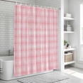 thumbnail image 5 of Polyester Fabric Pink Plaid Shower Curtain, Modern Art Checkered Farmhouse Waterproof Bathtub Curtain Bathroom Decor Set with Hooks 36 x 78 Inches, 5 of 6
