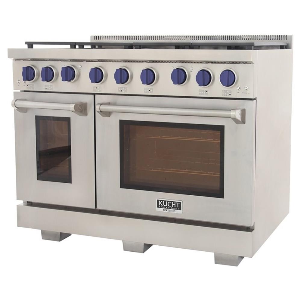Pemberly Row 48" Stainless Steel Propane Gas Range in Blue/Silver