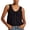 Black, variant on Luvrsol Women's Tops Lace Trim V-Neck Tank Tie Front Button Detail Casual Cropped Summer Blouse, S-L