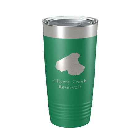 

Cherry Creek Reservoir Tumbler Lake Map Travel Mug Insulated Laser Engraved Coffee Cup Colorado 20 oz Green