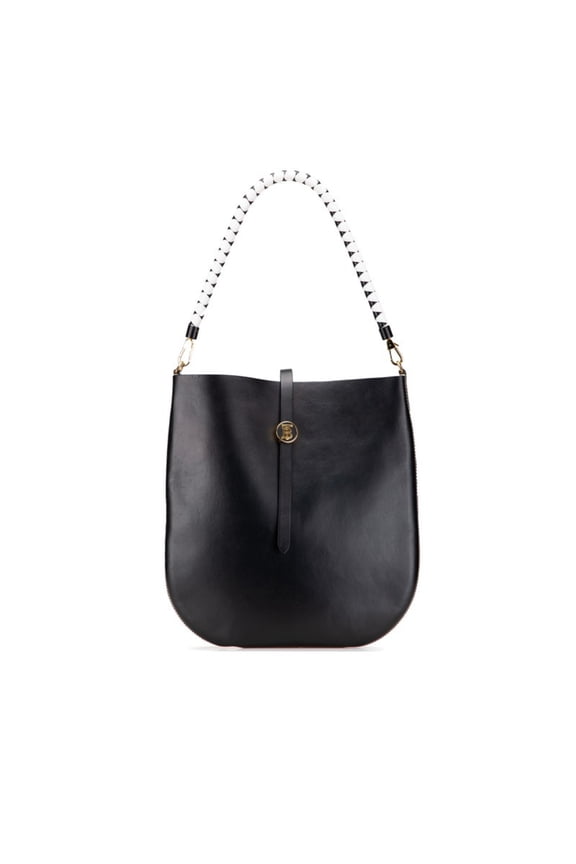 Pre-Owned Burberry TB logo one-shoulder bag in black leather for women. (Good)