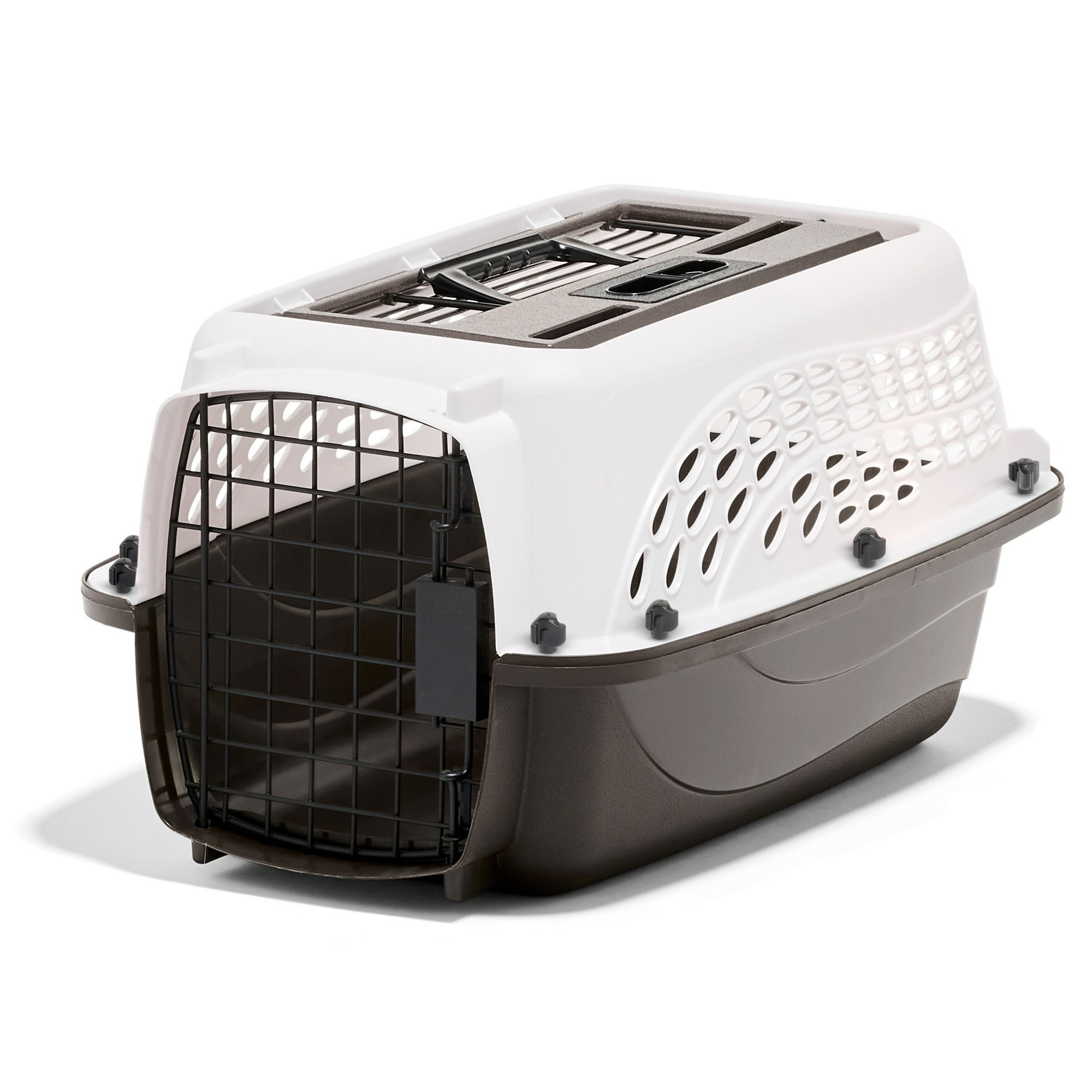 Petmate Two Door Top Load Plastic Travel Dog Kennel Pet Carriers for Dogs and Cats, Small 19" for Dogs Up To 10 lb, White